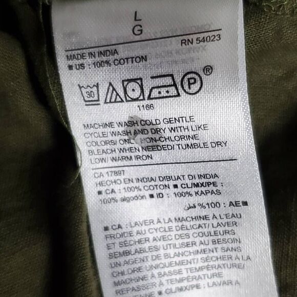 Old Navy Olive Green Button Front Classic Shirt Size L - Picture 5 of 6